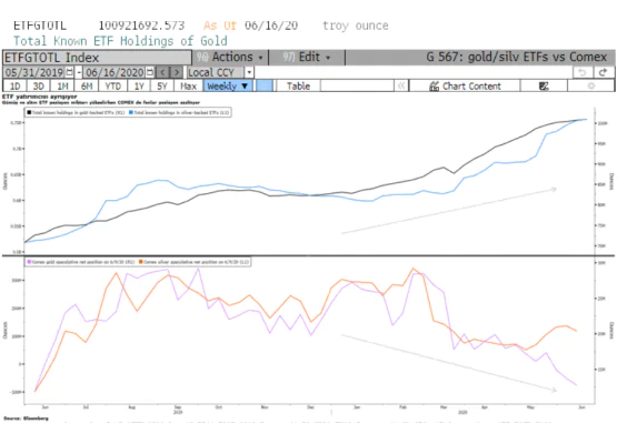Gümüş ETF ve COMEX pozisyon değişimi
